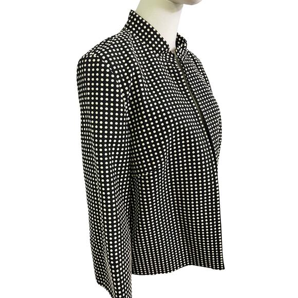 Josephine Black White Dot Print Collared Crop Jacket Size 12 EUC - Picture 9 of 9
